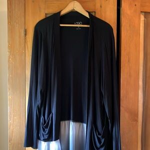 LOGO by Lori Goldstein light weight Black Cardigan Sweater